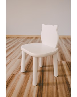 Biały stolik z drewna dla dziecka + 1 krzesełko kotek