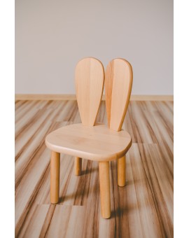Bezbarwny stolik z drewna dla dziecka + 1 krzesełko